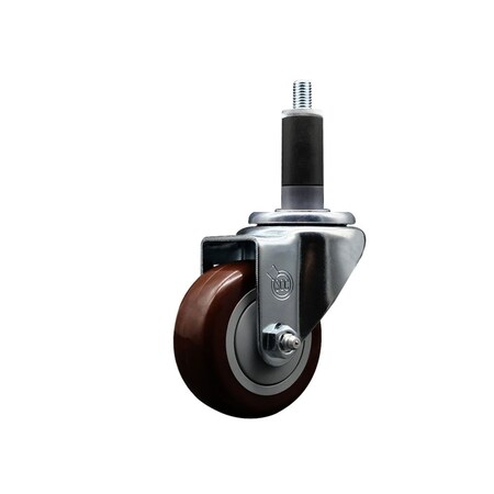 Service Caster 3'' Maroon Poly Wheel Swivel 1-1/8'' Expanding Stem Caster SCC-EX20S314-PPUB-MRN-118